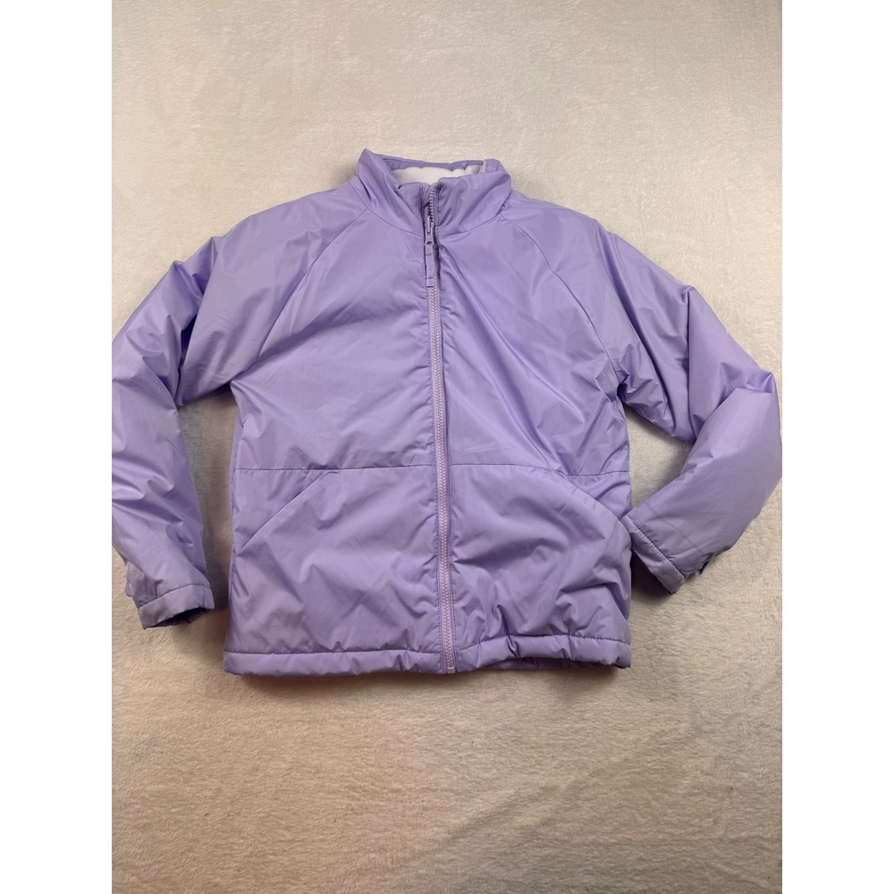 All in Motion Girls Large Puffer Jacket Purple Water Wind Resistant Fleece Lined